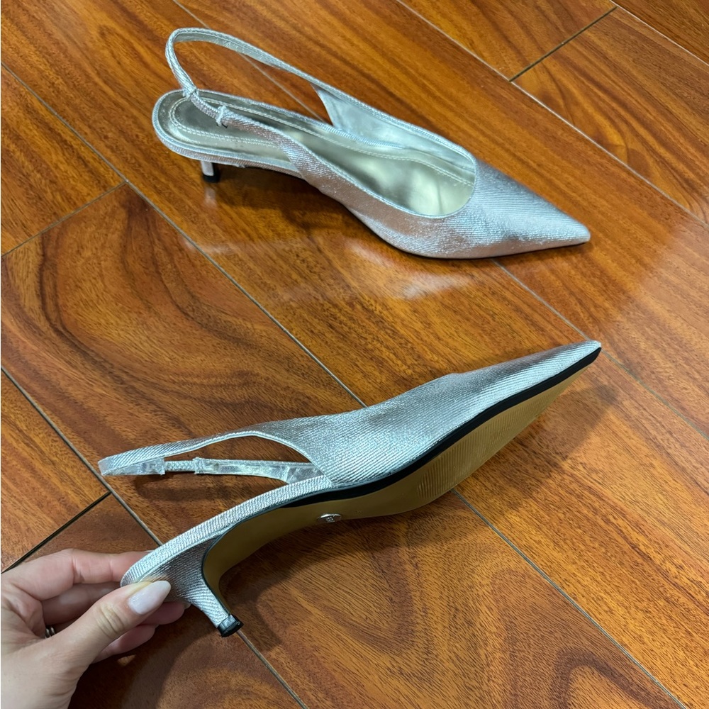Zara silver kitten heels
